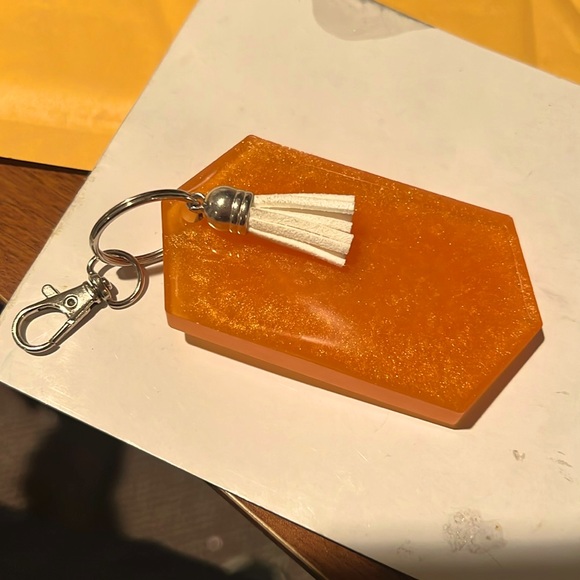 Accessories - Orange and white key chain keys NWT resin Christmas stocking gift